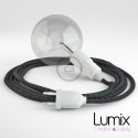 Portable lamp with ANTHRACITE LIN textile cable, thermoplastic socket with integrated switch