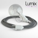 Lampe baladeuse câble textile LIN GRIS, douille thermoplastique avec interrupteur intégré