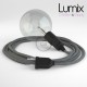 Lampe baladeuse E27 câble textile LIN ANTHRACITE, douille thermoplastique avec interrupteur intégré