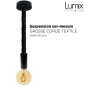 Suspension grosse corde 30 mm textile noir brillant
