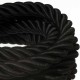Suspension grosse corde 30 mm textile noir brillant