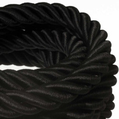 Suspension grosse corde 30 mm textile noir brillant