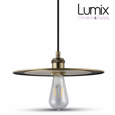 Suspension double disque métal diamètre 30 cm couleur bronze doré antique