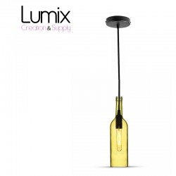 Suspension bottle in yellow tinted glass - E14 or E27 socket of your choice