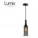 Bottle suspension in dark gray tinted glass - E14 or E27 socket of your choice