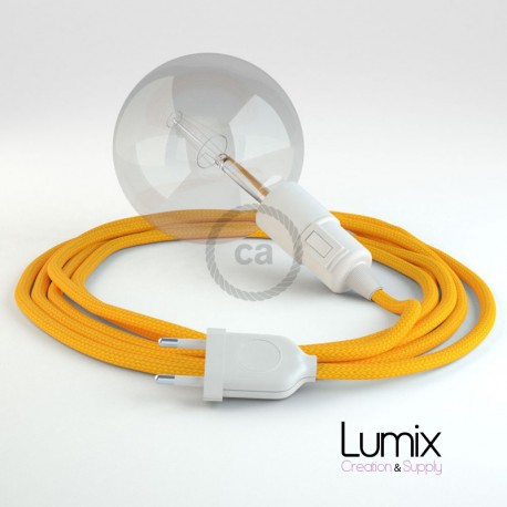 Lampe baladeuse E27 câble textile LIN GRIS, douille thermoplastique avec interrupteur intégré
