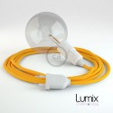 Lampe baladeuse câble textile JAUNE, douille thermoplastique avec interrupteur intégré