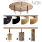 Suspension multiple 5 lampes grande rosace aluminum motif tronc d'arbre