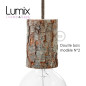 Suspension multiple 5 lampes grande rosace aluminum motif tronc d'arbre