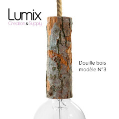 Suspension multiple 5 lampes grande rosace aluminum motif tronc d'arbre