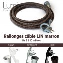 Rallonge 16A de 2 à 10 mètres de câble textile en lin naturel marron