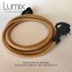 Rallonge de 2 à 10 mètres de câble textile en lin naturel marron