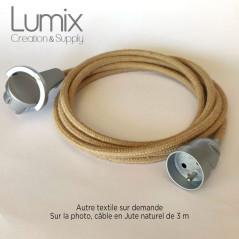 Rallonge de 2 à 10 mètres de câble textile en lin naturel marron