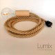 Large rope walker lamp in diameter 16 mm jute and wooden holder