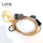 Lampe baladeuse fil jute torsadé et douille vintage perle noire avec bague pour abat-jour Lampe baladeuse fil jute torsadé et douille vintage perle noire avec bague pour abat-jour