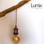 Lampe baladeuse fil jute torsadé et douille vintage cuivre avec bague pour abat-jour