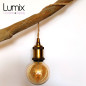 Lampe baladeuse fil jute torsadé et douille vintage dorée avec bague pour abat-jour