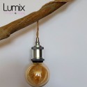 Twisted jute wire portable lamp and vintage chrome socket with ring for lampshade
