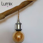 Lampe baladeuse fil jute torsadé et douille vintage chromée avec bague pour abat-jour
