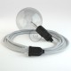Lampe baladeuse câble textile ARGENT, douille thermoplastique avec interrupteur intégré