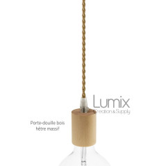 Suspension multiple Octopus 7 câble torsadé en Jute naturel et douille bois de hêtre