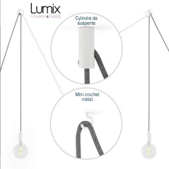 Cylindre de suspente de câble plastique transparent