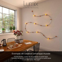 Kit Guirlande lumineuse pour l'intérieur avec câble textile et accessoires en bois