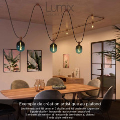 Kit Guirlande lumineuse pour l'intérieur avec câble textile et accessoires en bois