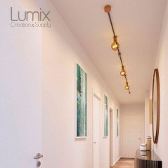 Kit Guirlande lumineuse pour l'intérieur avec câble textile et accessoires en bois
