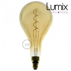Ampoule Dorée XXL LED - Poire A165 Filament courbe avec Double Spirale 5W E27 Dimmable 2000K