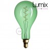 Ampoule vert emeraude  XXL LED - Poire A165 Filament courbe avec Double Spirale 5W E27 Dimmable 2000K