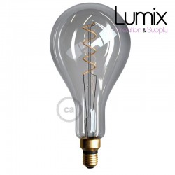 Ampoule Smoky XXL LED - Poire A165 Filament courbe avec Double Spirale 5W E27 Dimmable 2000K