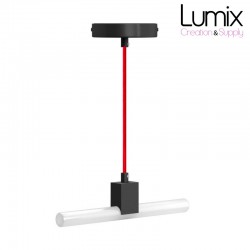 Suspension design pour tube LED S14d DIMMABLE, câble textile longueur et couleur au choix