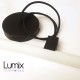 Suspension tube LED câble textile noir et finitions au choix