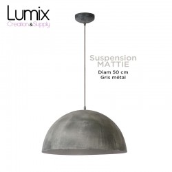 MATTIE industrial style pendant light in gray dome metal Ø 50 cm - E27