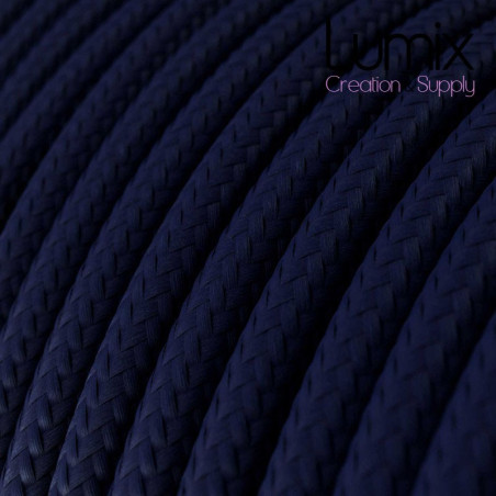 Câble textile 2 x 0,75 mm2 bleu foncé effet soie