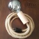 Large rope walker lamp in diameter 16 mm jute and wooden holder