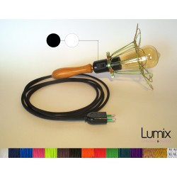 Lampe baladeuse  - 150/250V manche en bois de Cerisier avec interrupteur intégré