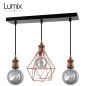 Suspension FIX MULTIPLE douille vintage E27 bagues - Pavillon rectangulaire 470 mm