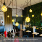 Suspension multiple de 14 lampes - Rosace bois massif - Montage complet sur-mesure Suspension multiple de 14 lampes - Rosace bois massif - Montage complet sur-mesure