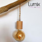 Lampe baladeuse à suspendre câble torsadé en jute et douille bois Lampe baladeuse à suspendre câble torsadé en jute et douille bois