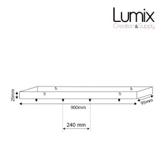 Suspension FIX MULTIPLE 4 douilles moderne E27 à bague - Pavillon rectangulaire métal noir ou  blanc 900 mm