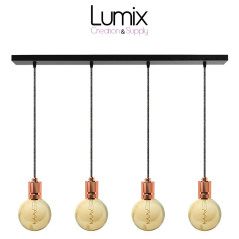 Suspension FIX MULTIPLE douille moderne E27 à bague - Pavillon rectangulaire métal 900 mm