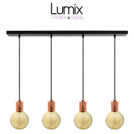 Suspension FIX MULTIPLE douille moderne E27 à bague - Pavillon rectangulaire métal 900 mm