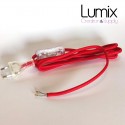 Red textile feed cord for small power 2.5 A lamp or receiver