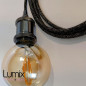 Lampe baladeuse fil rond en lin naturel anthracite et douille vintage perle noire avec bague pour abat-jour Lampe baladeuse fil rond en lin naturel anthracite et douille vintage perle noire avec bague pour abat-jour
