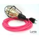 Lampe baladeuse E27 (à vis) à personnaliser - câble textile, douille bakélite avec cage acier