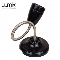 Black Porcelain lamp as a ceiling or wall light - with flexible sheath