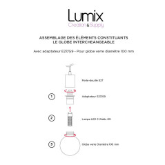 Suspension multiple OCTOPUS 5 Globe décoratif interchangeable