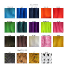 Nuancier des couleurs et styles de câble baladeuse